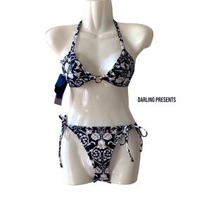 Cia Maritima Paisley Print Studded Bikini Women Color Black & White Size L